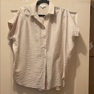 Cream Short Sleeve Button-Up Shirt